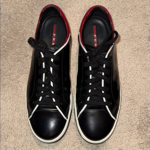 Prada Other - Prada Black Sneakers with Red and White Trim